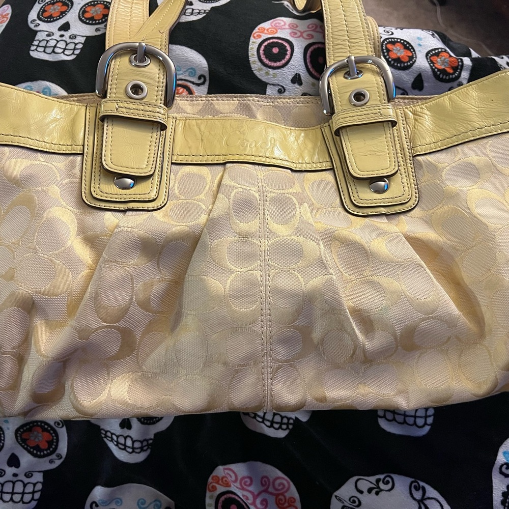 Coach Yellow Shoulder Bag with Pleated Design